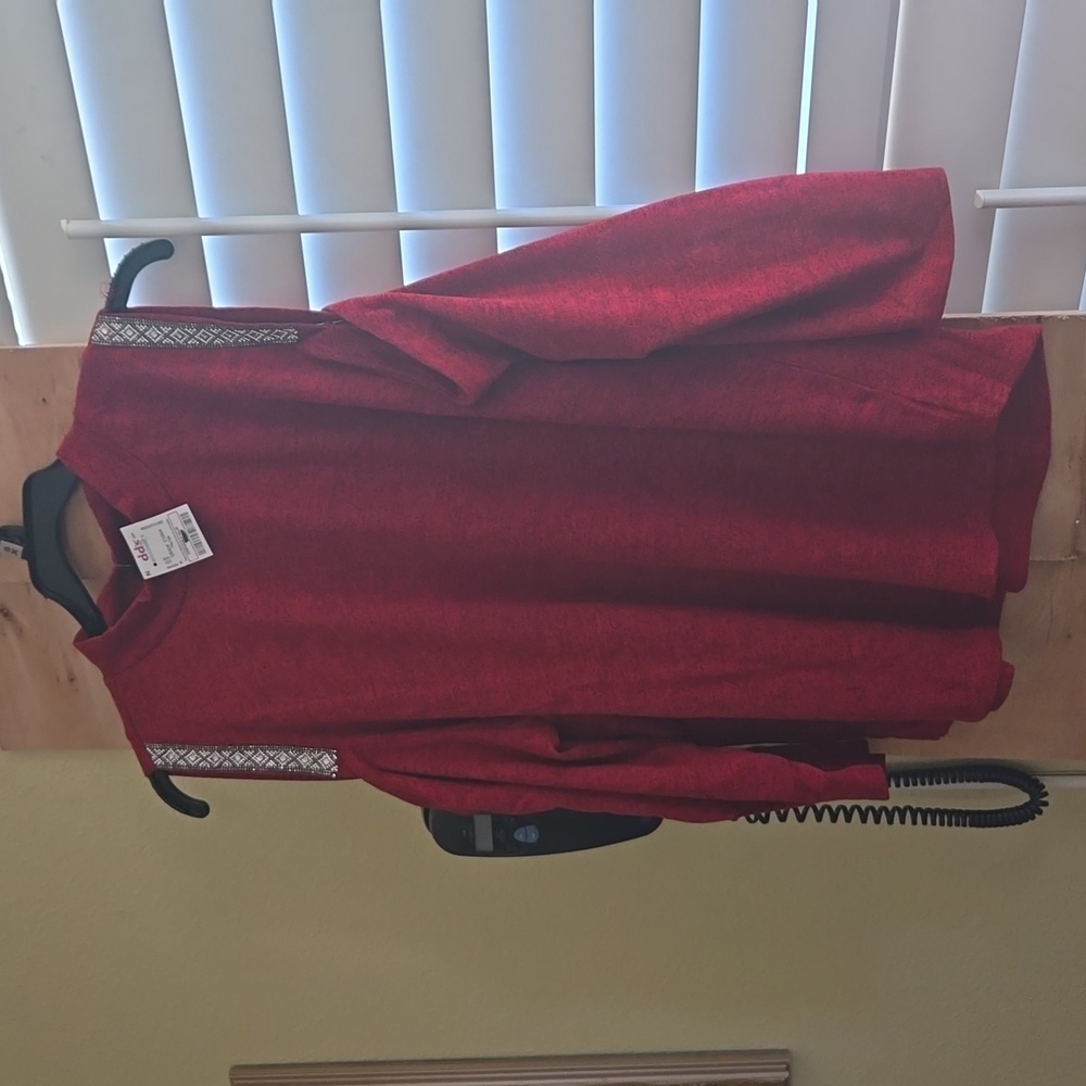 RED cold shoulder sweater shirt plus size